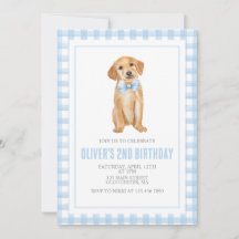 Cumpleaños de cachorro preppy de cuadros