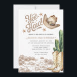 Invitación Cumpleaños de Cactus Rustic Cowboy<br><div class="desc">Invitación occidental de Cowgirl Boot. Fiesta de Cowboy,  cumpleaños de Rodeo. Ensillar con botas,  cumpleaños rústico de moda,  cumpleaños rústico de vaquera. Cumpleaños de la Rústica Occidental.</div>