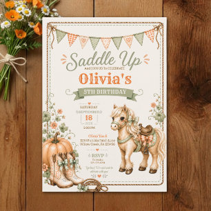 Invitación Cumpleaños de calabaza de caballo monta a caballo