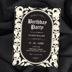 Invitación Cumpleaños de calavera gótica