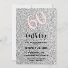 Invitación Cumpleaños de caligrafía Rubor para Purpurina negr