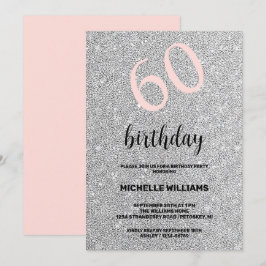Invitación Cumpleaños de caligrafía Rubor para Purpurina negr