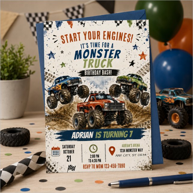 Invitación Cumpleaños de Camión Monstruo (Subido por el creador)