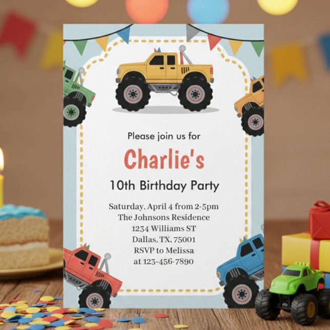 Invitación Cumpleaños de Camión Monstruo de Modern Boys (Subido por el creador)