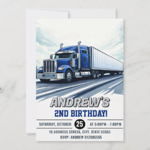 Invitación Cumpleaños de Camión Semirremolque Personalizado