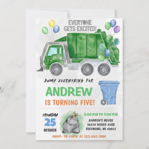 Invitación Cumpleaños de camiones de volteo para niños person