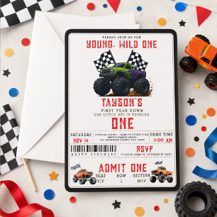 Invitación Cumpleaños de Camiones Monstruosos Modernos 1er añ