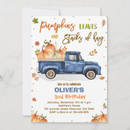 Invitación Cumpleaños de Camioneta de Calabaza Fiesta de Otoñ