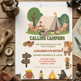 Invitación Cumpleaños de camping en el bosque