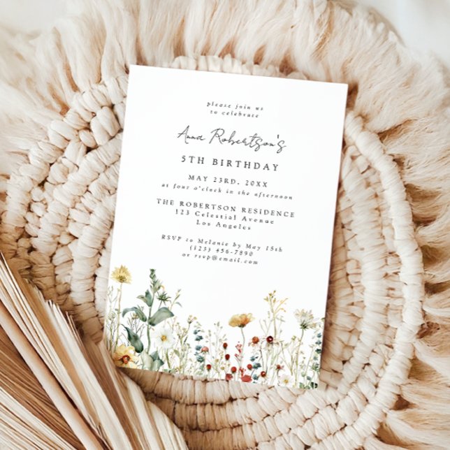 Invitación Cumpleaños de Campo de Flores Silvestres de Verano (Subido por el creador)