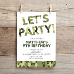 Invitación Cumpleaños de Camuflaje, Fiesta Camo Verde<br><div class="desc">Esta invitación de camo es perfecta para una fiesta de cumpleaños de niño con sus líneas simples y sin ningún diseño. Utilice el formulario de plantilla para agregar su información. Hay otros colores disponibles.</div>