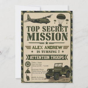 Invitación Cumpleaños de Camuflaje Militar Personalizado