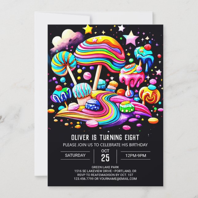 Invitación Cumpleaños de Candy Wonderland en línea (Anverso)