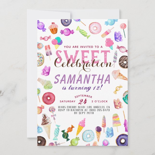 Invitación Cumpleaños de Candyland (Anverso)