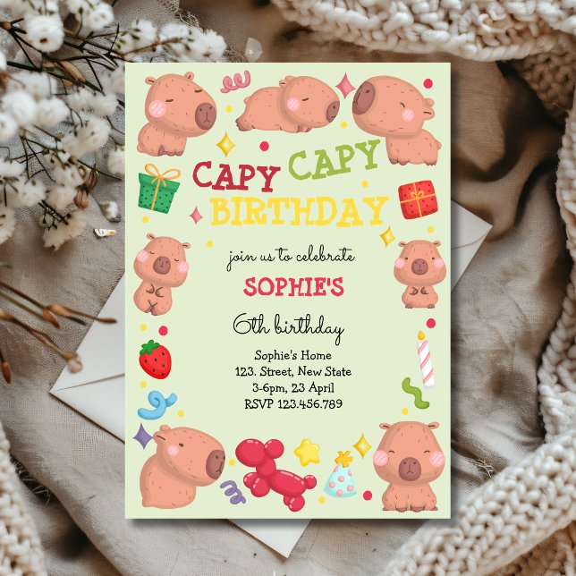 Invitación Cumpleaños de capibara Capy capy (Subido por el creador)
