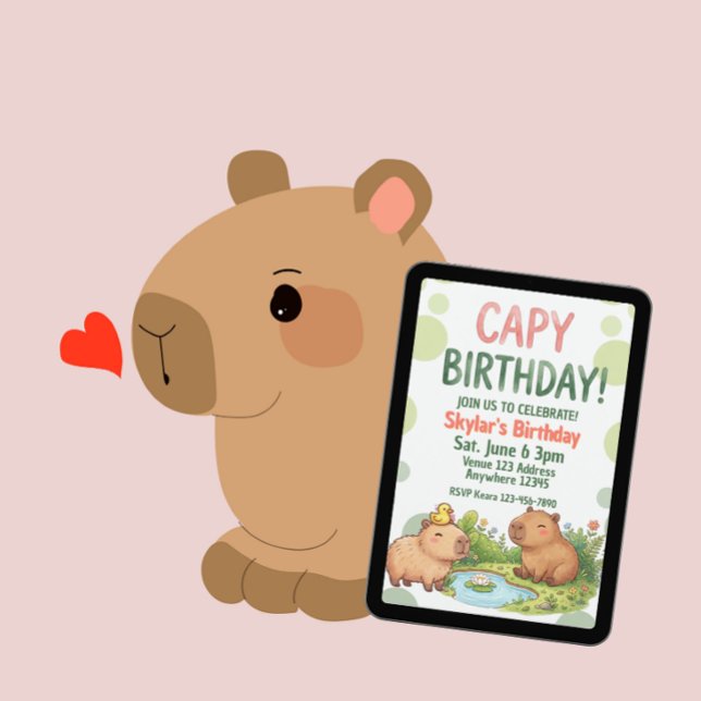 Invitación Cumpleaños de capibara kawaii (Subido por el creador)