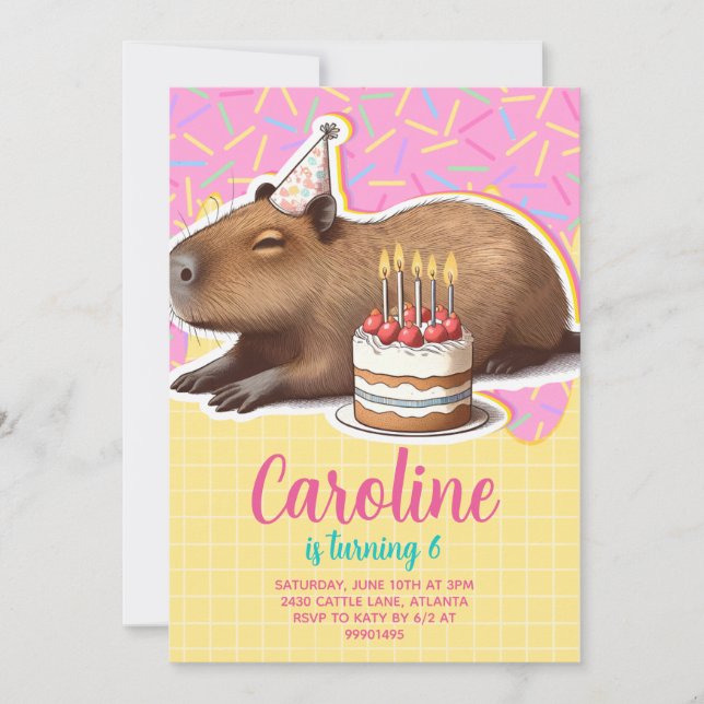 Invitación Cumpleaños de Capybara (Anverso)
