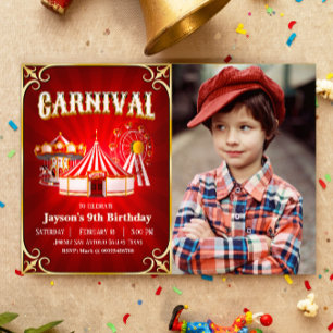 Invitación Cumpleaños de Carnaval Vintage con paisaje fotográ