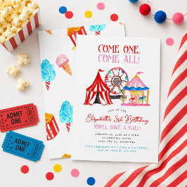 Invitación Cumpleaños de Carnaval y Circo Dibujado a Mano Ado