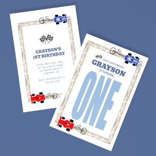Invitación Cumpleaños de carreras Cumpliendo un año Niño 1er