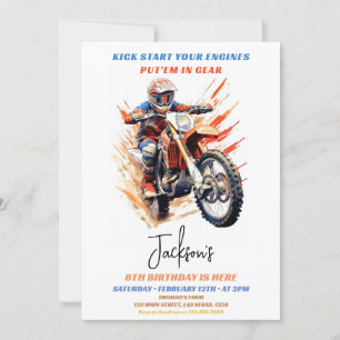 Invitación Cumpleaños de carreras de motocross