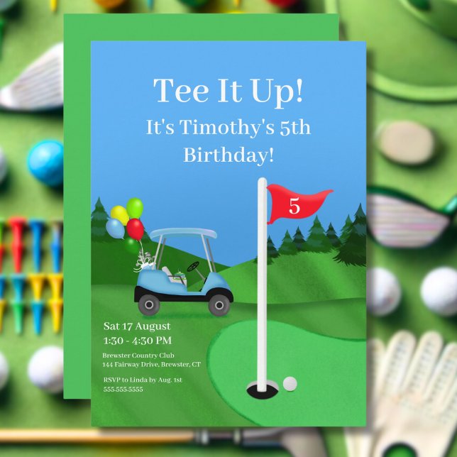 Invitación Cumpleaños de carrito de golf para niños en el cam (Subido por el creador)