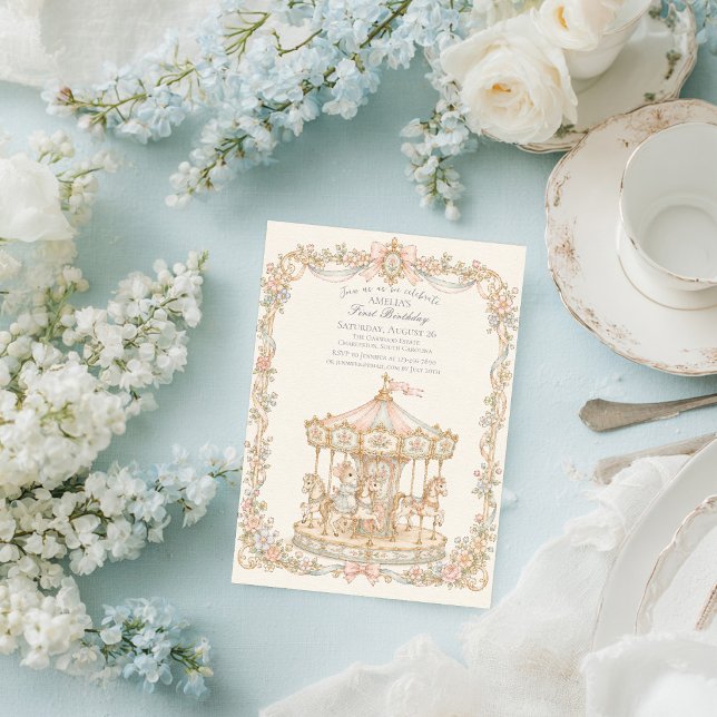 Invitación Cumpleaños de Carrusel de Parque de Diversiones Ca (Subido por el creador)