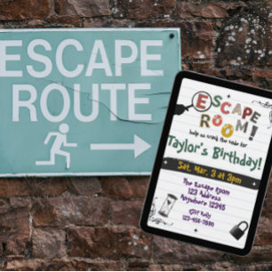 Invitación Cumpleaños de Carta de Escape Room