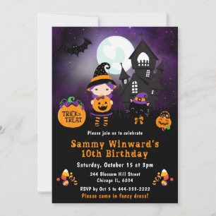 Invitación Cumpleaños de Casa Embrujada de Halloween Lindo