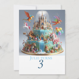 INVITACIÓN CUMPLEAÑOS DE CASTILLO BLANCO Y UNICORNS