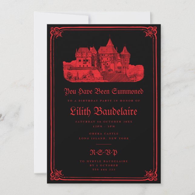 Invitación Cumpleaños de Castillo de Vampiro Gótico Frontera  (Anverso)