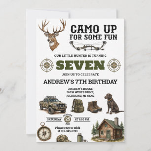 Invitación Cumpleaños de caza con camuflaje personalizado