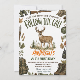 Invitación Cumpleaños de caza personalizado al aire libre