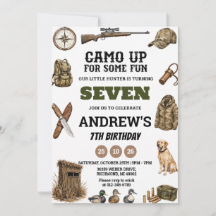 Invitación Cumpleaños de caza personalizado Camuflaje para di
