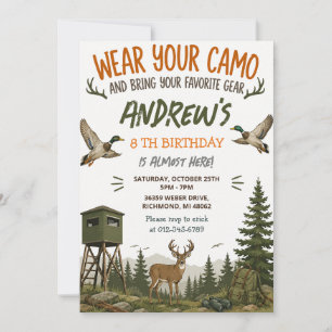 Invitación Cumpleaños de caza personalizado para niño 
