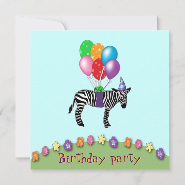 Invitación cumpleaños de cebra (Anverso)