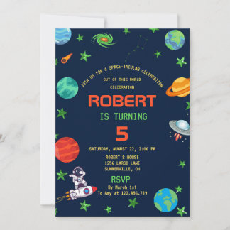 INVITACIÓN CUMPLEAÑOS DE CELEBRACIÓN ESPACIAL-TACULAR