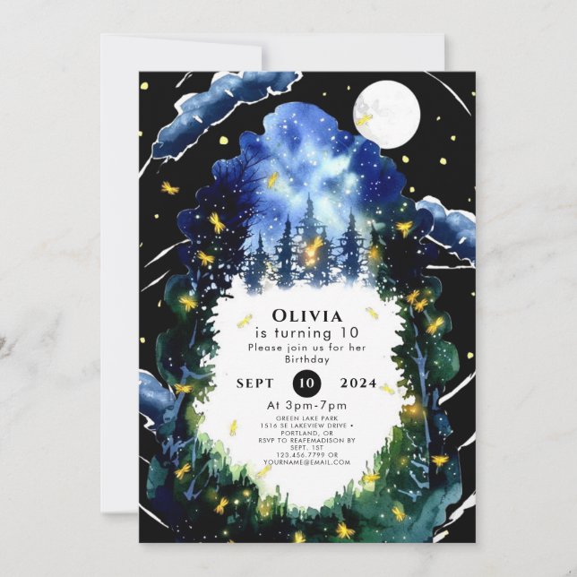 Invitación Cumpleaños de Celestial Whimsy Woodland (Anverso)