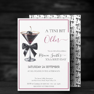Invitación cumpleaños de cereza de arco negro "Un tini bit Ol