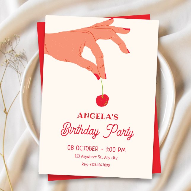 Invitación Cumpleaños de cereza dulce (Subido por el creador)