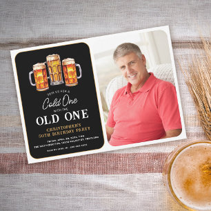 Invitación Cumpleaños de cerveza con foto del viejo