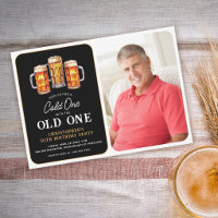 Cumpleaños de cerveza con foto del viejo frío