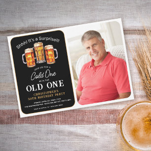 Invitación Cumpleaños de cerveza con sorpresa de foto del vie