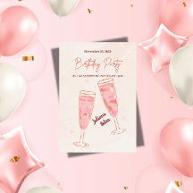 Cumpleaños de champán rosa elegante y glamuroso 