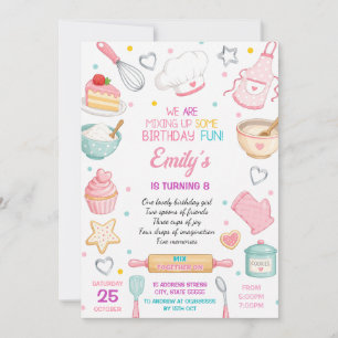 Invitación Cumpleaños de Chef Chica Moderna Personalizado
