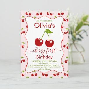 Invitación Cumpleaños de Cherry Primer Cumpleaños Cerezas 1er