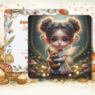 Invitación Cumpleaños de Chibi Fairy Girl y Baby Fox Girl