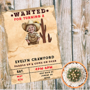 Invitación Cumpleaños de chica de cactus western country busc