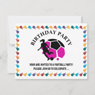Invitación Cumpleaños de chica de fútbol, regalo de jugador d