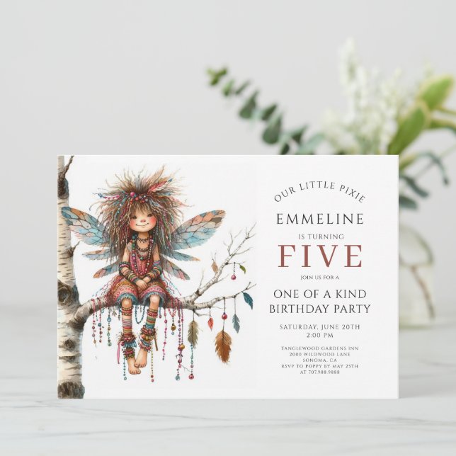 Invitación Cumpleaños de Chica de Hadas de Cerdo (Anverso de pie)